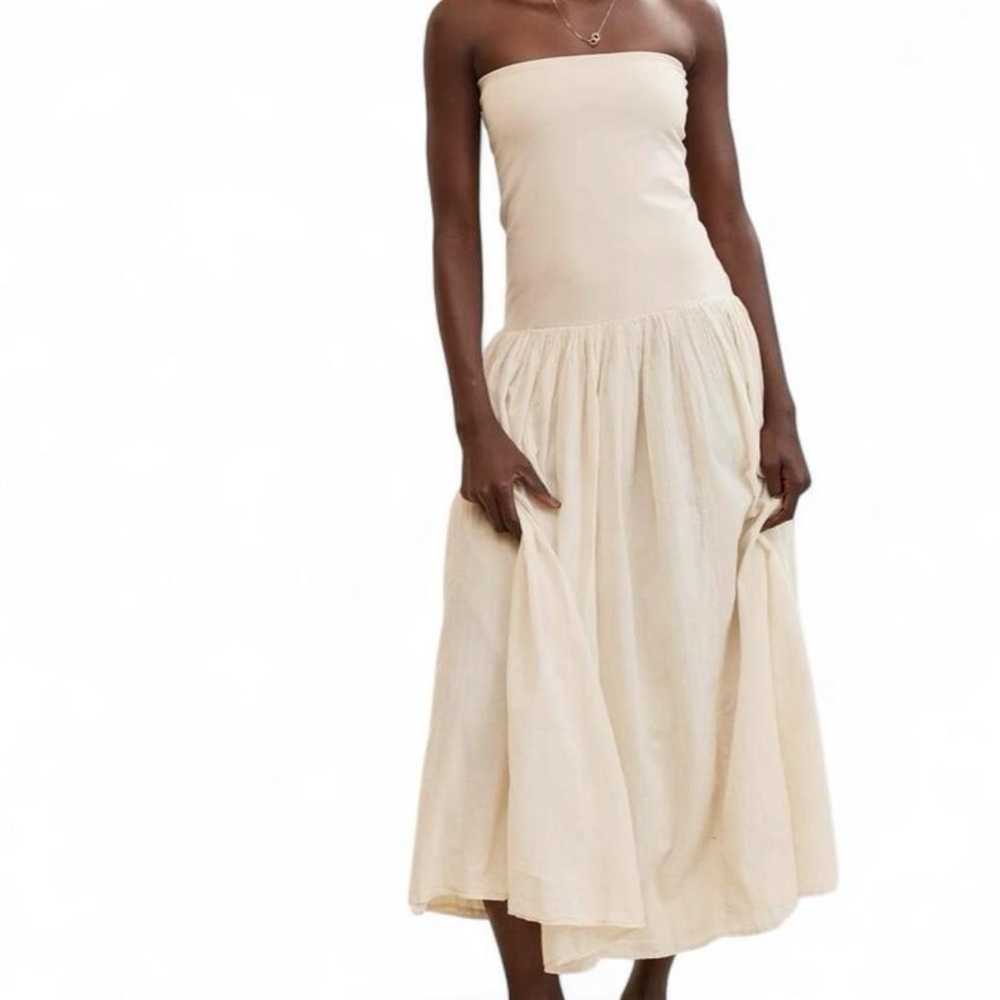 Aerie At The Barre Convertible Maxi Dress & Skirt Beige Size Small NWT